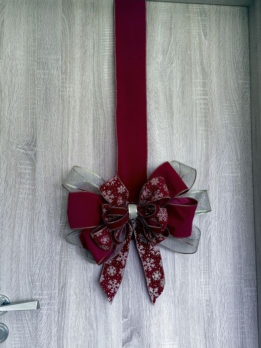 Коледна украса за врата,двойна,от двете страни, коледа,панделка