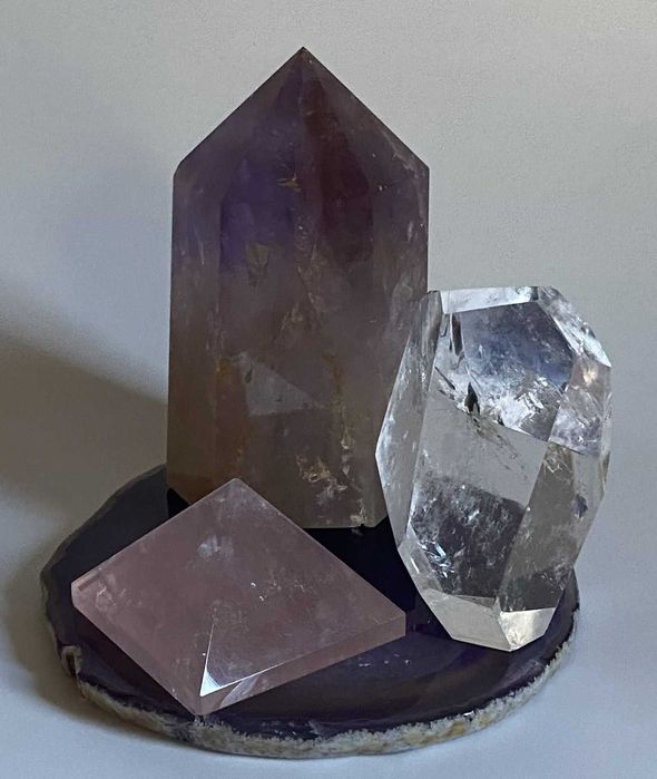 Decor Cristale - Cuart Roz&Ametist&Cuart Transparent - Set Cristale