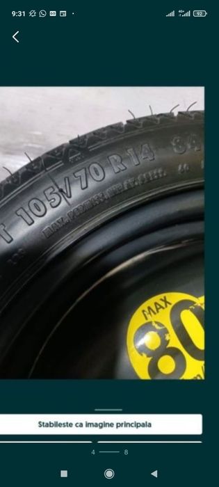Roată rezervă slim îngustă: VW, Toyota,Suzuki,Mazda,Hyundai, Honda...