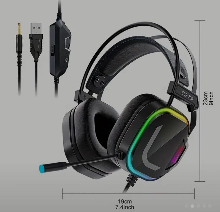 Геймърски слушалки с RGB подсветка и микрофон – НОВИ