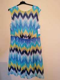 rochie eleganta de zi, model colorat geometric