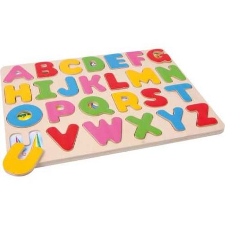 Puzzle literele alfabetului din lemn cu imagini