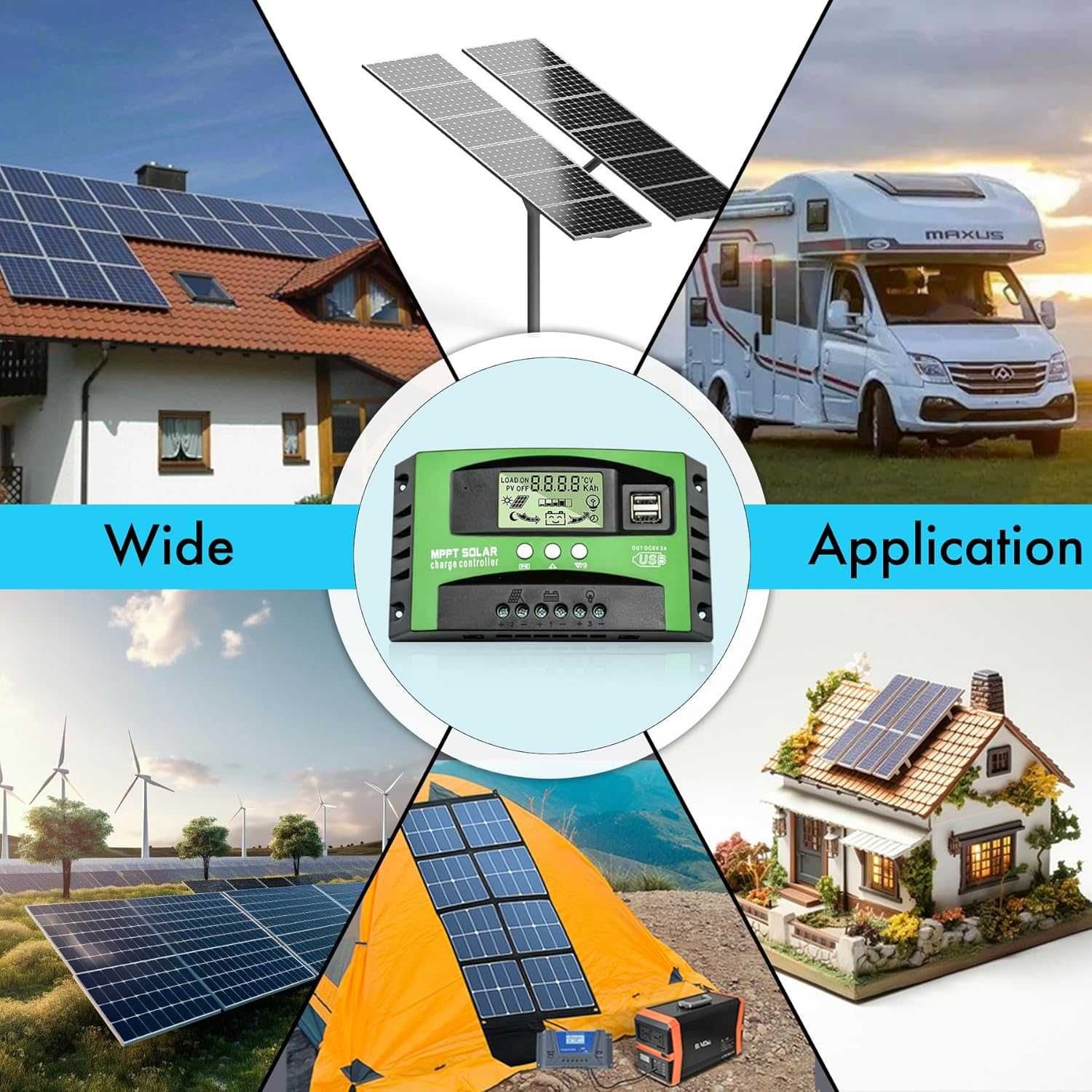 НОВ! MPPT Соларен Контролер 20A, 60А, 100А с LCD дисплей