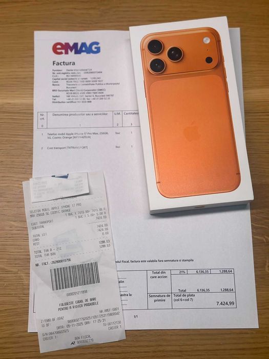 iPhone 17 Pro Max Orange 256gb SIGILAT garantie factura Emag