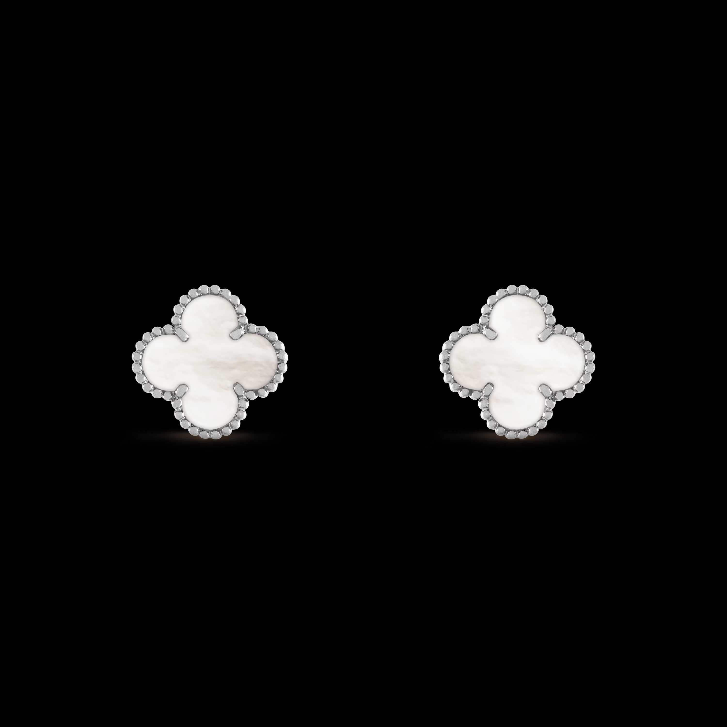 Van Cleef & Arpels VCA Silver Mother Pearl Alhambra Clips Дамски Обеци