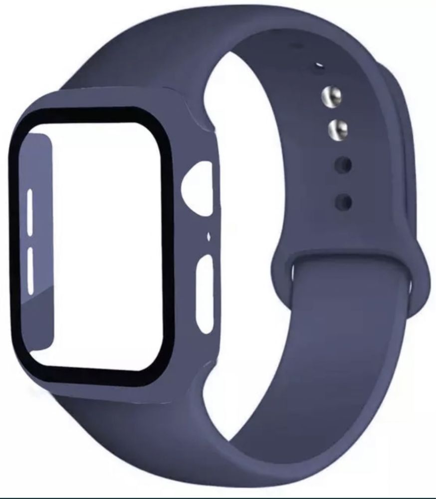 Pachet Curea Silicon + Husa Carcasa Plastic Compatibila Apple Watch