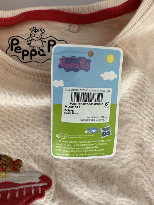 Set Next bluza Peppa Pig si pantaloni carouri, 98 cm, 2-3 ani - NOU
