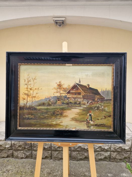 Превъзходна антикварна майсторска картина масло върху платно