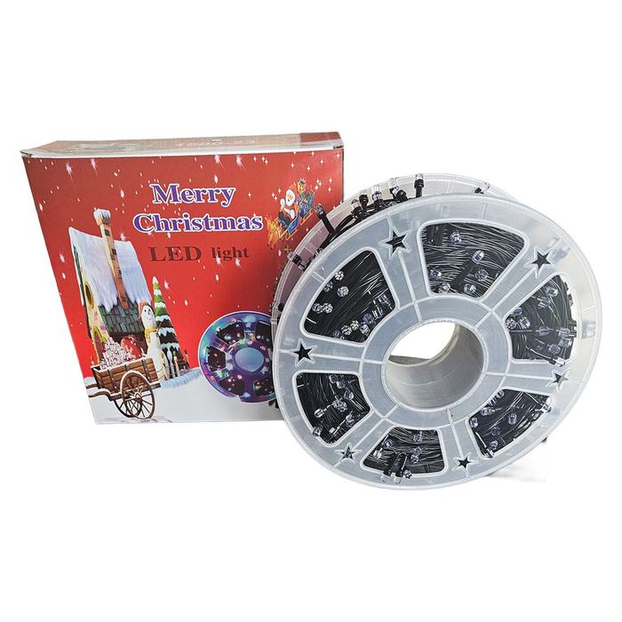 Instalație Alb Rece tip LED Crăciun, 100 M, 500 LED, interior/exterior