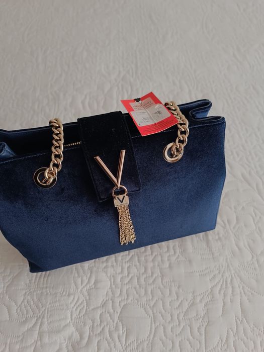 Geanta Mario Valentino albastru catifea
