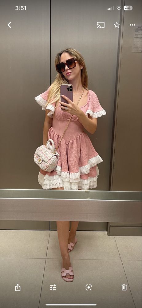 Розова рокля с дантела Бяла лятна Барби кукленска