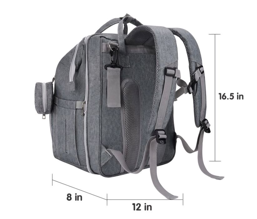 Раница за бебешки принадлежности, сива