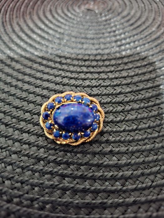 Brosa Franta cu lapis lazuli placata cu aur 18 k