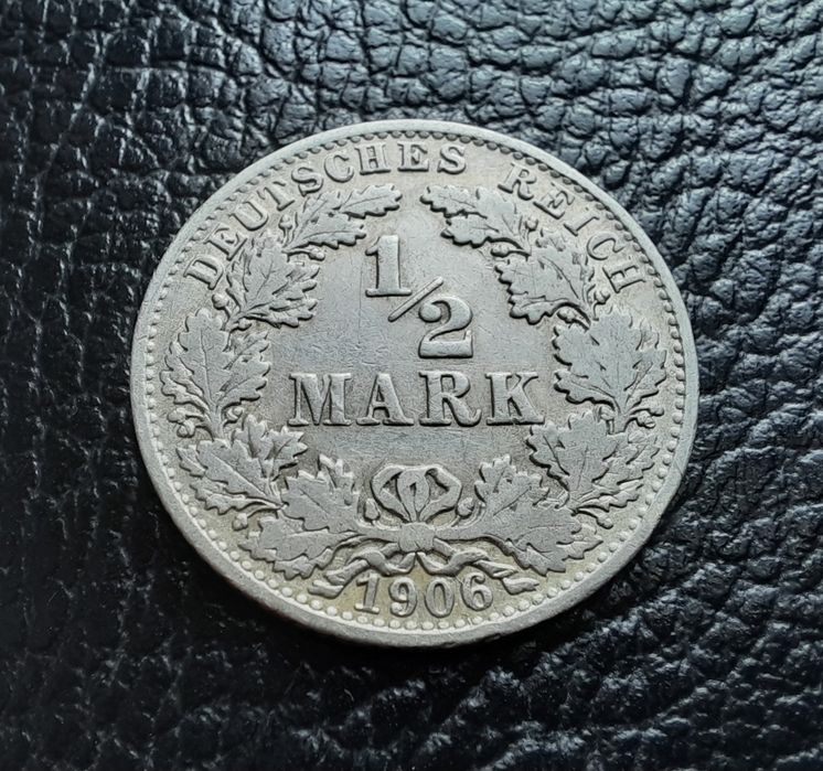 Стара сребърна монета 1/2 марка 1906 г.буква А- Германия- перфектна