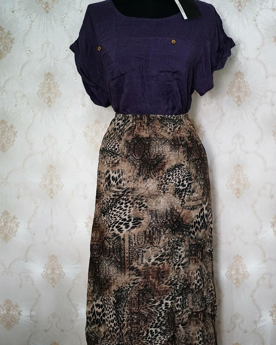 Fusta vaporoasa animal print midi