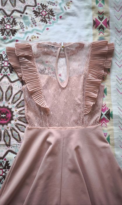 Нова Къса разкроена рокля пепел от рози