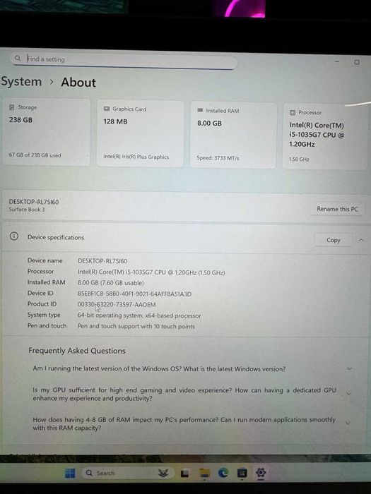 Microsoft Surface Book 3 8/256GB