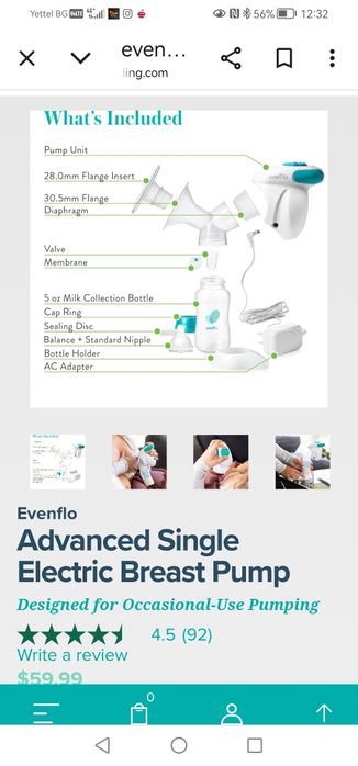 Единична електрическа помпа "Evenflo"