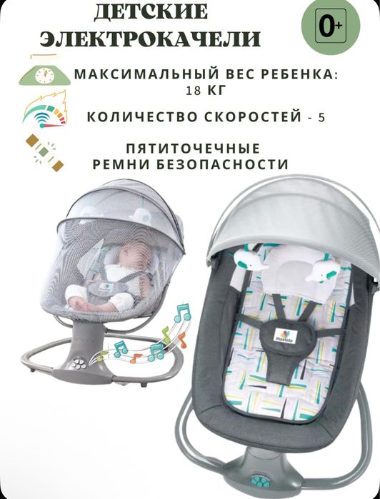 Продаю новый шезлонг/электрокачели Mastela COOL GUY 3в1
