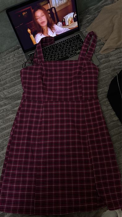 Сарафан в розовую клеточку