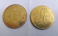 moneda bitcoin placata aur 24k de colectie