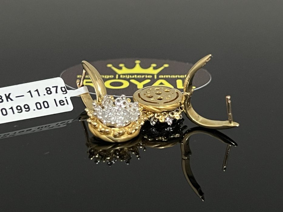 Bijuteria Royal CB : Cercei aur 18K 11,87 grame 14 diamante naturale