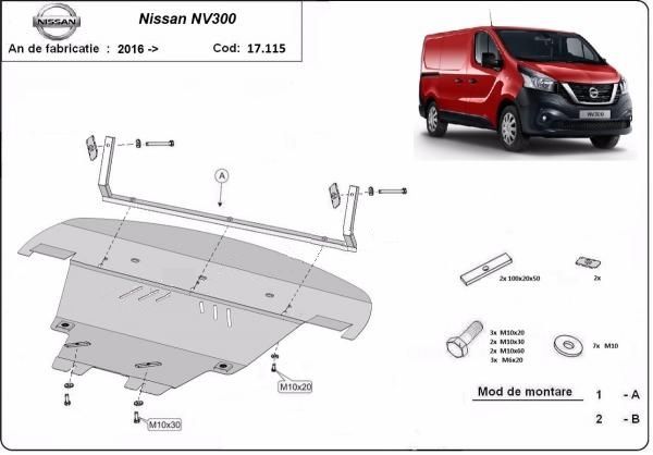 Scut motor metalic otel 2-3mm Nissan Juke, Micra,NV300,Qashqai,X-Trail