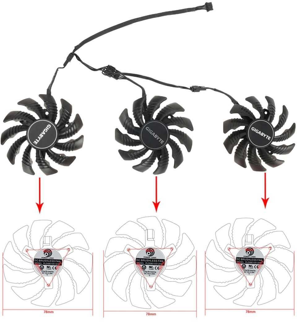 Вентилатор за видео карта GIGABYTE RTX 3060 3060 Ti 3070 3070 Ti
