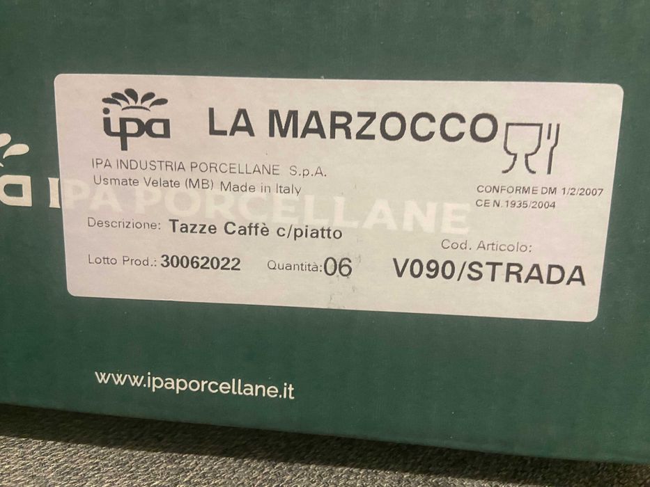 ОРИГИНАЛНИ! La Marzocco порцеланови чаши за еспресо – 4 броя с чинийки