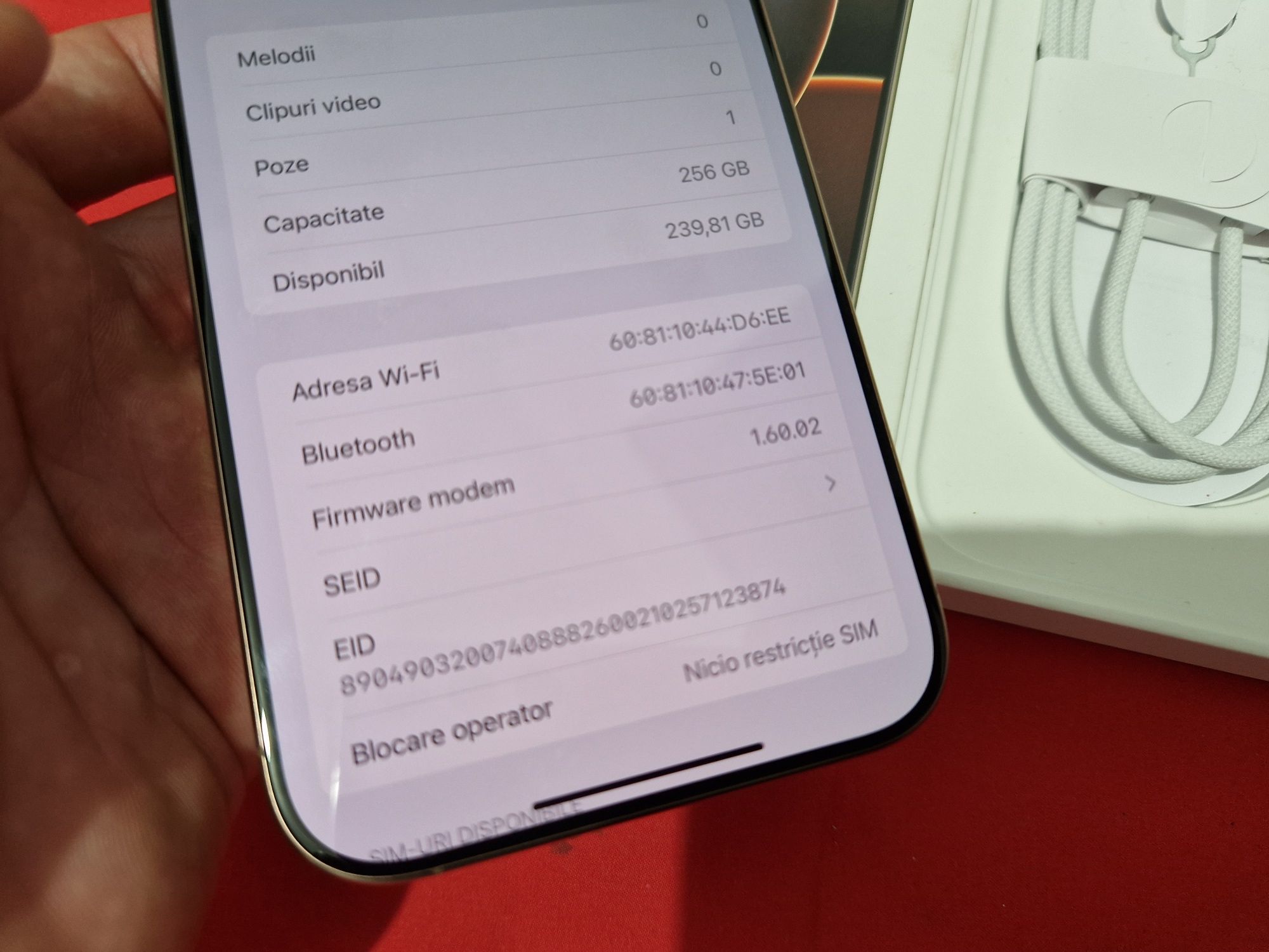-Iphone 16Pro Max, Desert-Titanium, 256Gb, 8Ram, bat: 100%, 108 ciclur