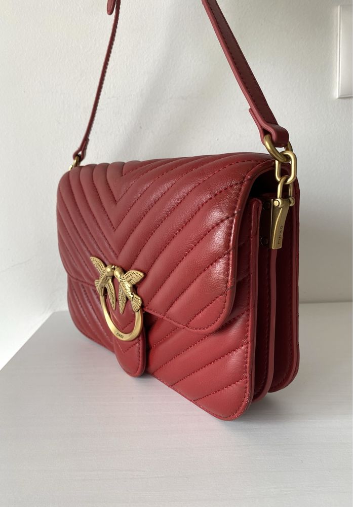 Pinko червена дамска кожена чанта