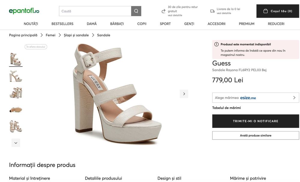 Sandale noi piele Guess Rayona bej 36