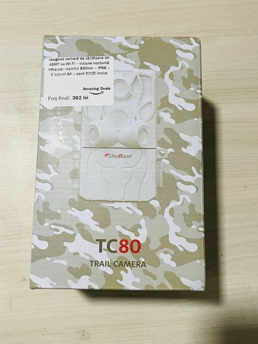 Usogood Cameră de Vânătoare 4K ,Wi-Fi ,Viziune Nocturnă