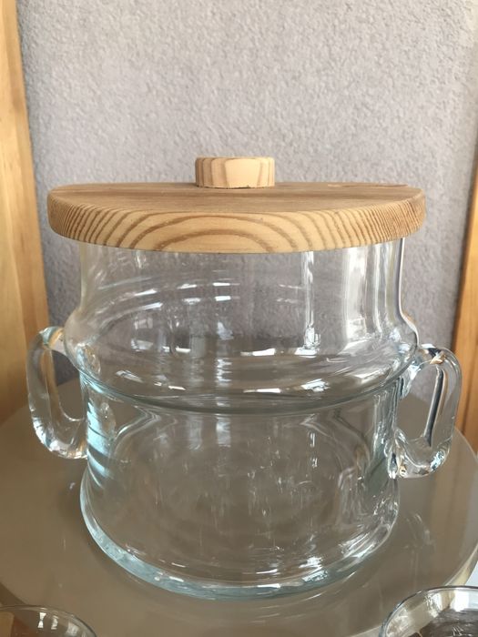 Стъклена купа и чаши ,Поставка за торта и сладки ,поставка за ядки