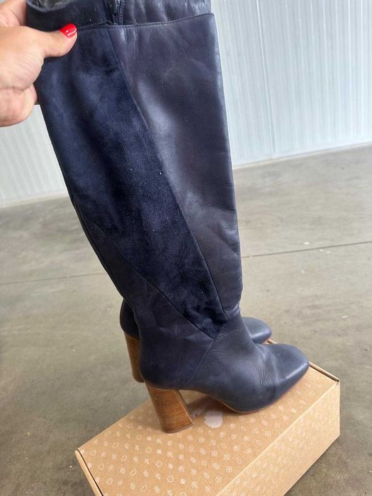 Cizme piele albastru bleumarin mov 40