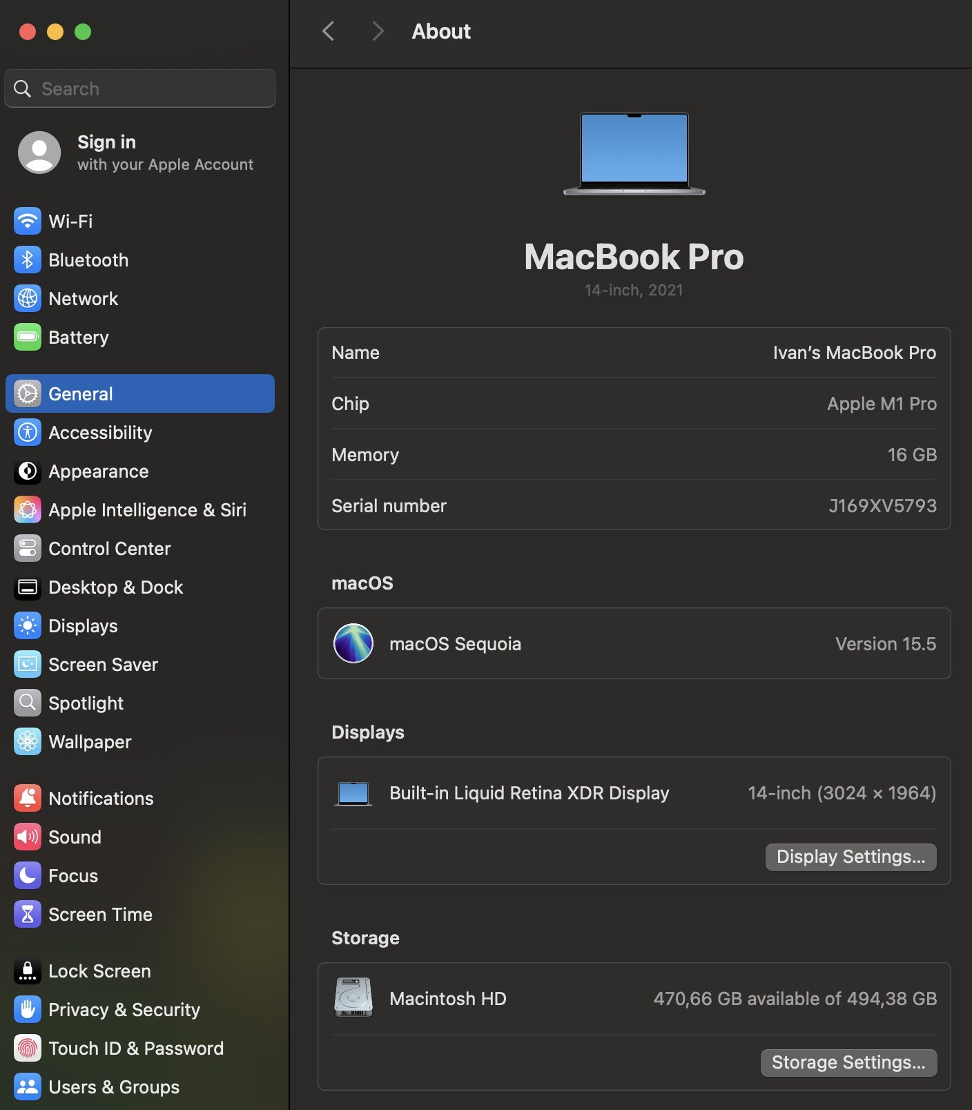 Apple MacBook Pro M1 Pro (A2442)