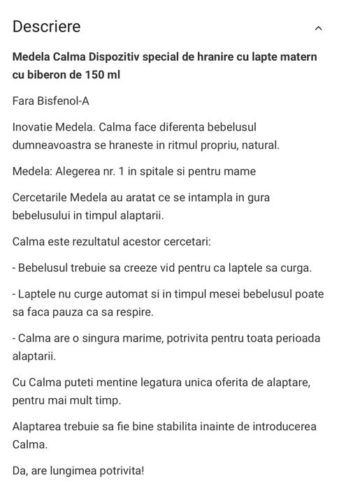 Medela calma (biberon si tetina)
