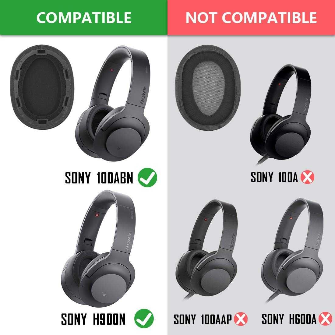 TXE Bureti de schimb pentru casti Sony MDR-100ABN / WH-H900N, Over-Ear