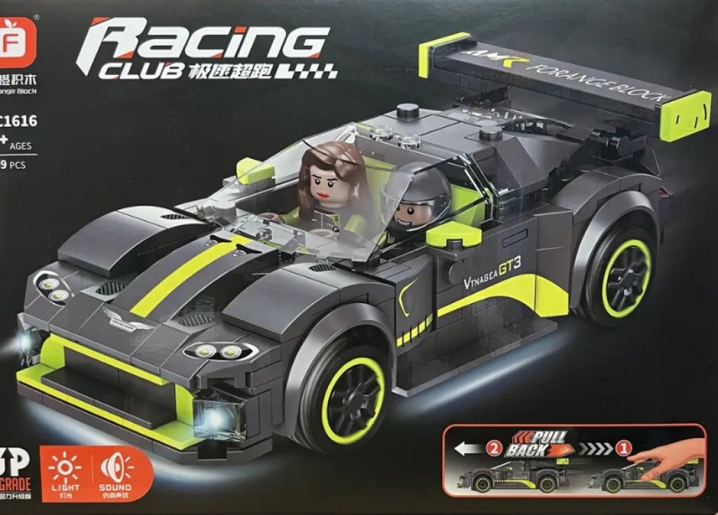Състезателна кола, Racing Pull Back Car, със светещи фарове и звукови