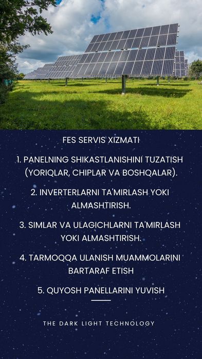 Quyosh panellari o'rnatish xizmati