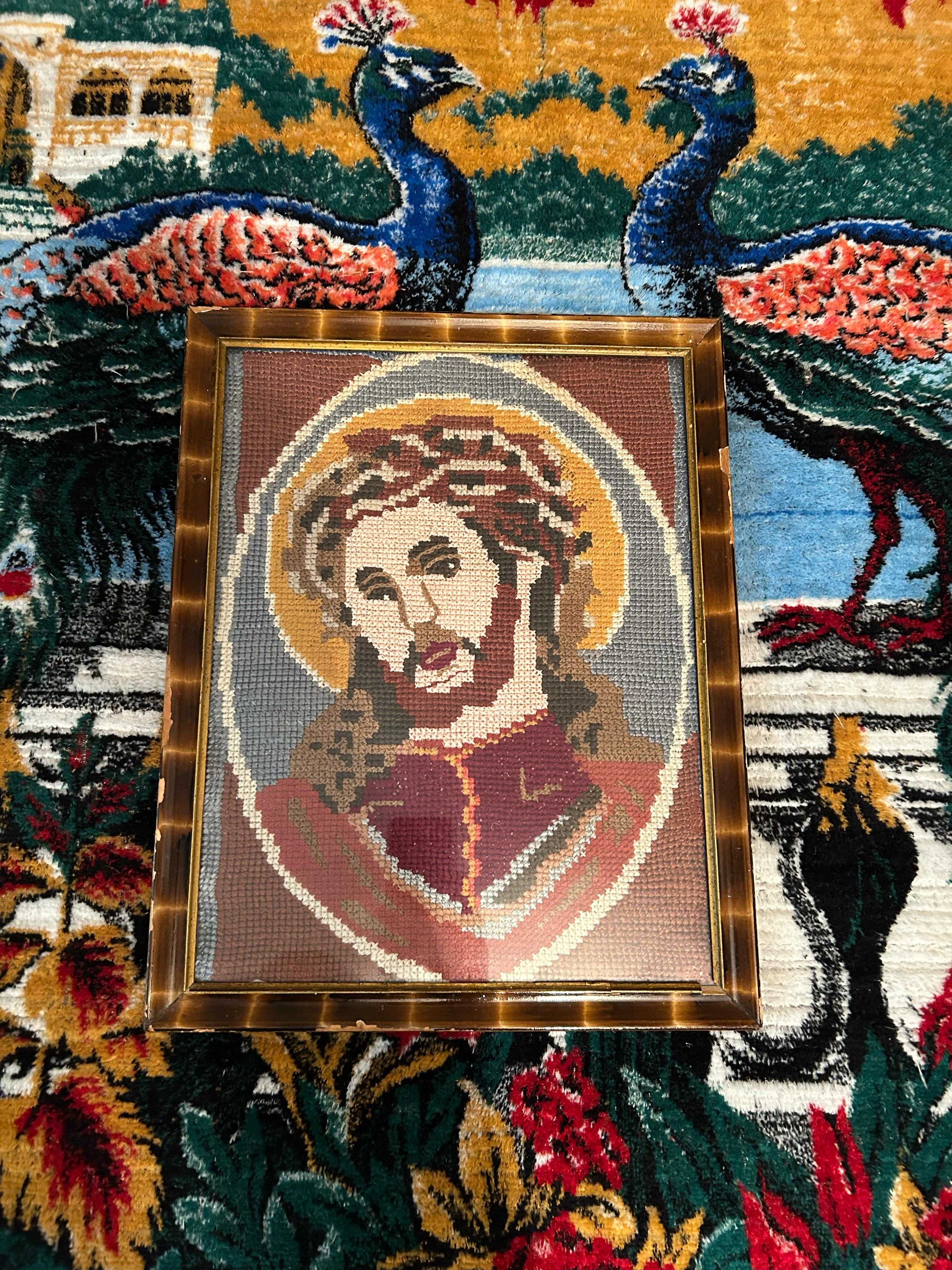 Icoana Iisus brodata manual - stare foarte buna
