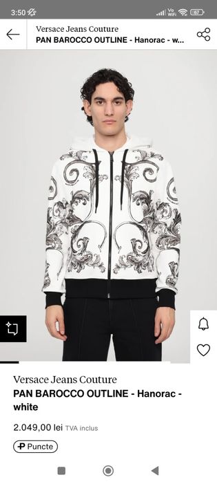 Hanorac VERSACE JEANS COUTURE original marimea L XL nou eticheta