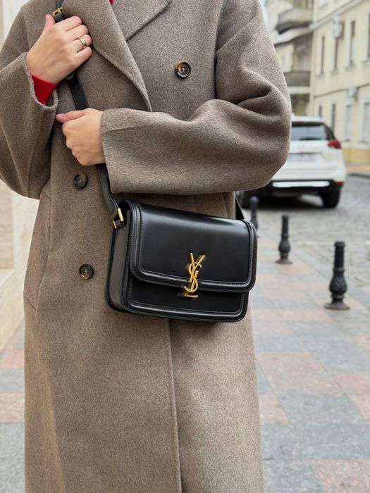 Чанта кожена YSL бяла и черна