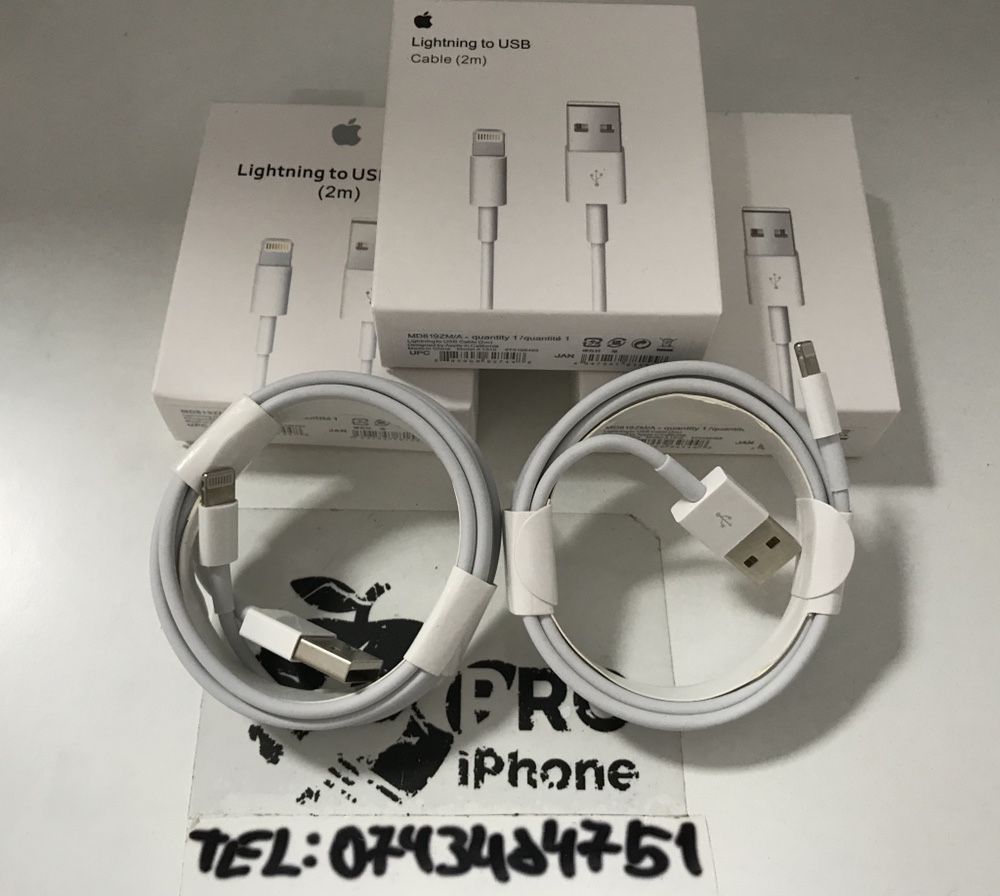 Cablu/incarcator 2 metri NOU USB iPhone 6/7/8/8Plus/Xs Max/11/11Pro !
