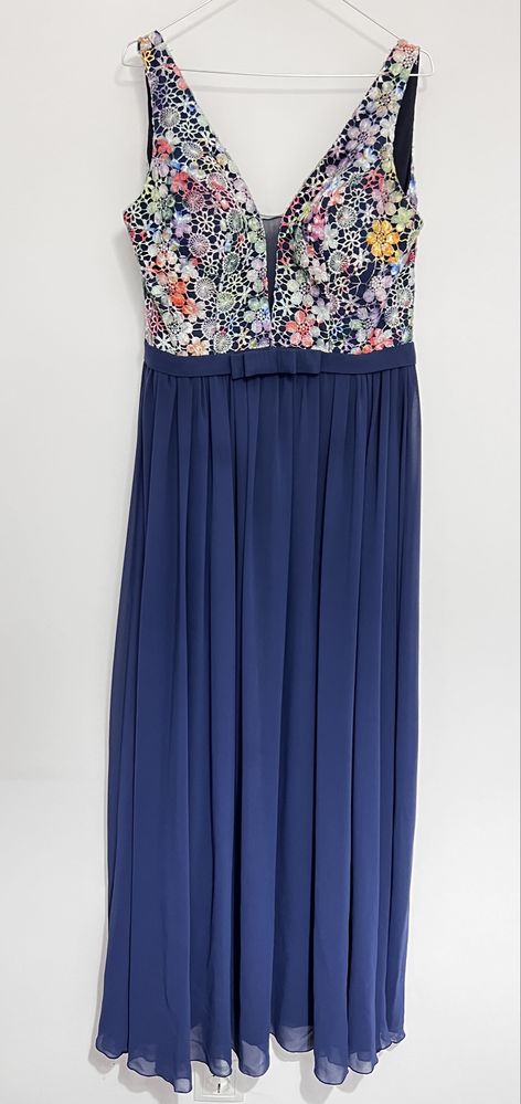 Rochie lunga, eleganta Ana Radu, La Donna: neagra, fucsia, multicolora