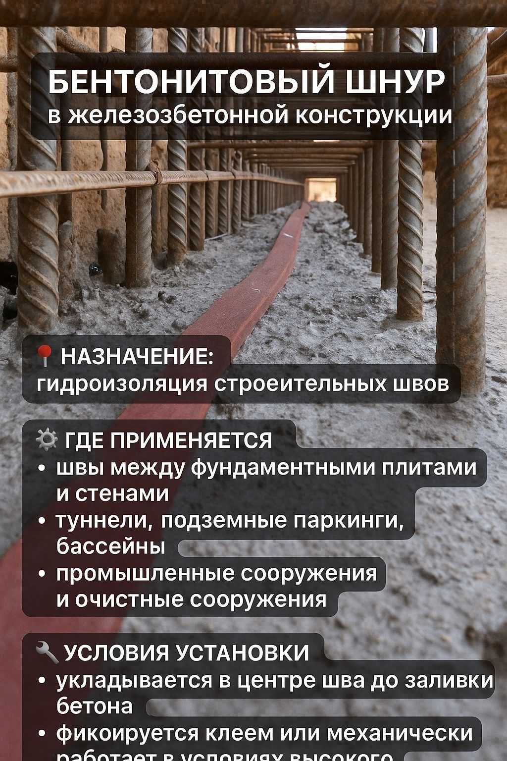 Гидроизоляционная лента БЕТОНИТОВЫЙ ШНУР 35000