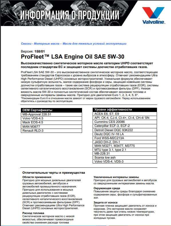 Valvoline ProFleet LSA 5W-30 для коммерческого транспорта  20 L