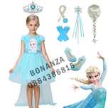 Рокля Костюм на Елза от frozen Махащ се Шлейф Наметало, Подарък Корона