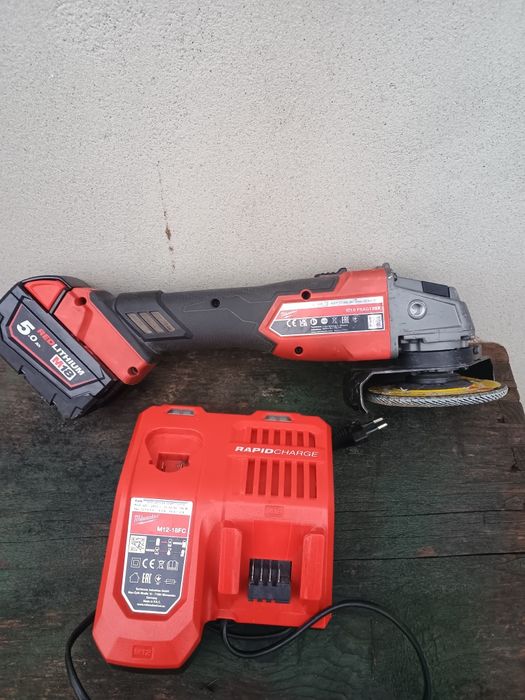 Flex milwaukee fsag125x baterie 5 ah și încărcător rapid