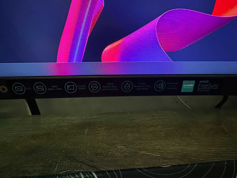 Monitor Gaming curbat Lenovo G32qc-30, 31.5", 2K, 170Hz, 0.5ms,